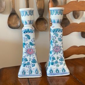 Antique Candlesticks - Block print style